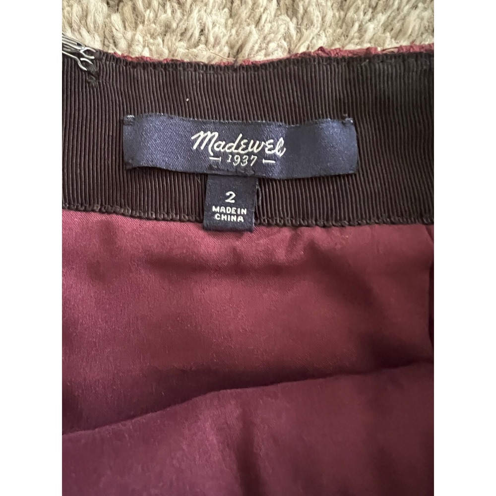Madewell‎ Burgundy Floral Lace Asymmetrical Wrap Mini Skirt Wine Red size 2 - Picture 6 of 9